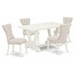 Pemberly Row 5-Piece Wooden Dining Table Set in Linen White with Doeskin