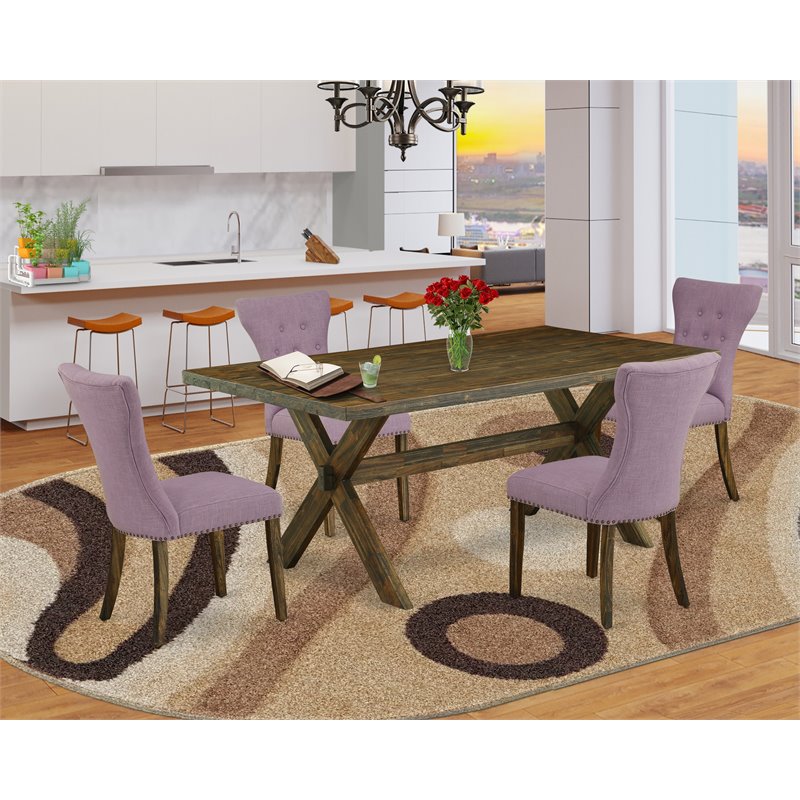 Pemberly Row 5-Piece Wood Dinette Table Set in Jacobean Brown Finish