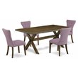 Pemberly Row 5-Piece Wood Dinette Table Set in Jacobean Brown Finish