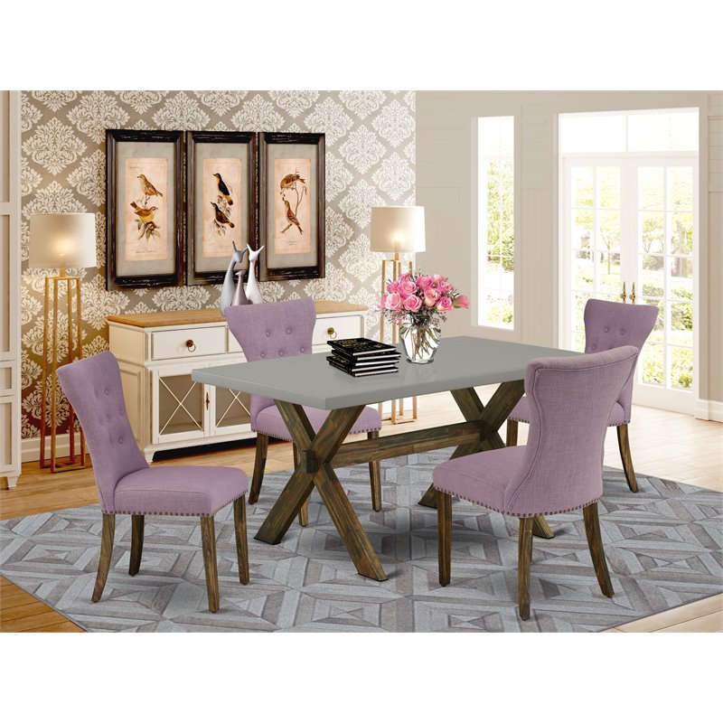 Pemberly Row 5-Piece Wood Kitchen Table Set in Jacobean and Cement Finish