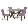 Pemberly Row 5-Piece Wood Kitchen Table Set in Jacobean and Cement Finish