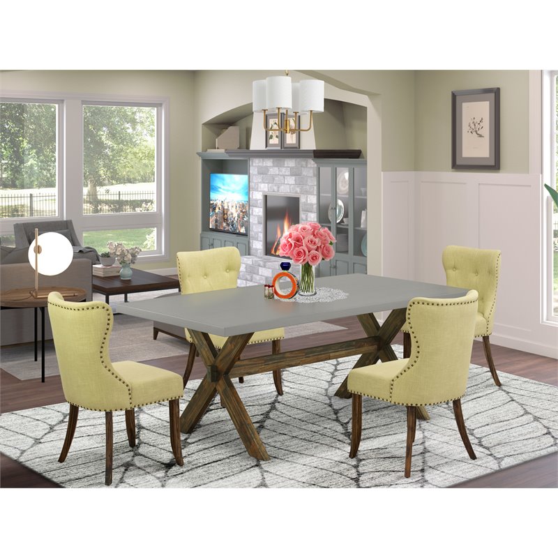 Pemberly Row 5-Piece Wood Dining Set in Cement/Jacobean Finish