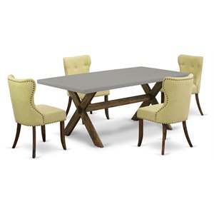 Pemberly Row 5-Piece Wood Dining Set in Cement/Jacobean Finish