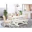 Pemberly Row 6-Piece Wood Dining Set in Linen White/Cream Finish