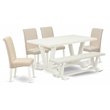 Pemberly Row 6-Piece Wood Dining Set in Linen White/Cream Finish
