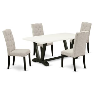 Pemberly Row V-Style 5-Piece Wood Dinette Set in Black Finish