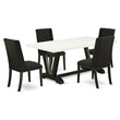 Pemberly Row V-Style 5-Piece Wood Kitchen Set in Black Finish