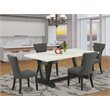 Pemberly Row V-Style 5-Piece Wood Dining Table Set in Black Finish
