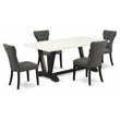 Pemberly Row V-Style 5-Piece Wood Dining Table Set in Black Finish