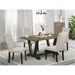 Pemberly Row 5-Piece Kitchen Table Set in Wood with Black Finish Doeskin Chairs