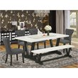 Pemberly Row 6-Piece Modern Dining Set with Bench in White/Black