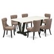 Pemberly Row 7-Piece Wood Dining Set in White/Black Finish