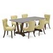 Pemberly Row 7-Piece Jacobean Brown Dining Set with Cement Table Top