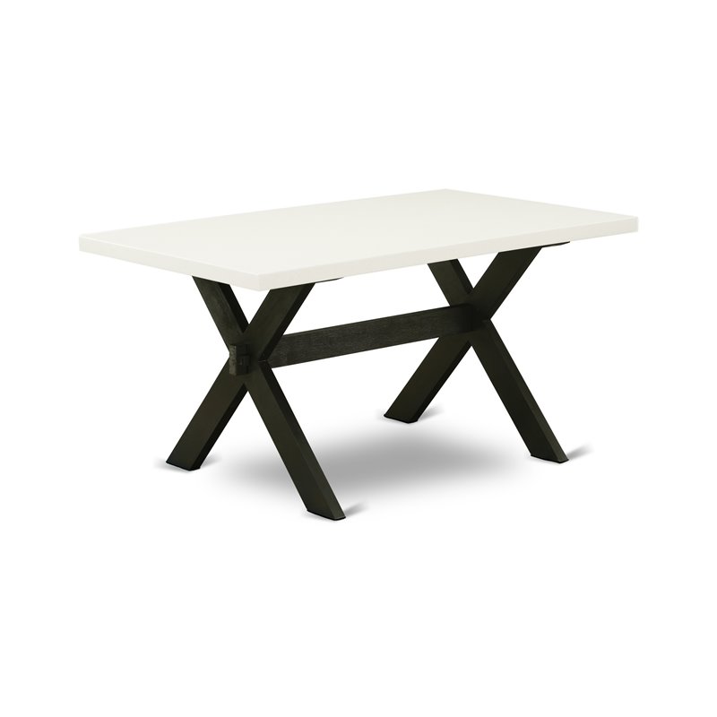 Pemberly Row 7-Piece X-Style Wood Dining Table Set in Black/Coffee