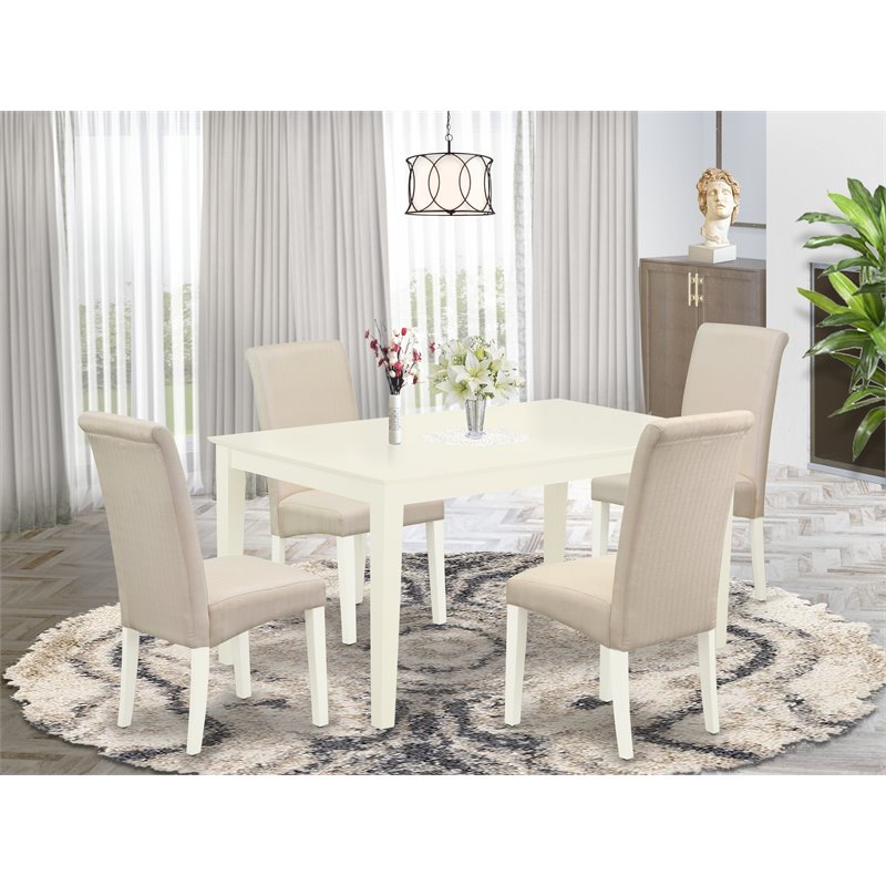 Pemberly Row 5-Piece Dining Set in Linen White and Cream Finish