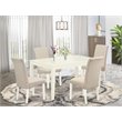 Pemberly Row 5-Piece Dining Set in Linen White and Cream Finish