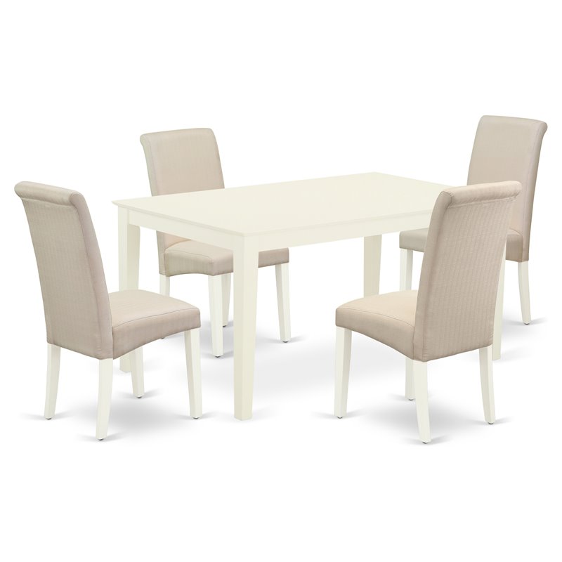 Pemberly Row 5-Piece Dining Set in Linen White and Cream Finish
