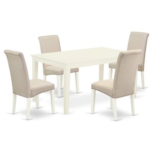 Pemberly Row 5-Piece Dining Set in Linen White and Cream Finish