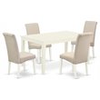 Pemberly Row 5-Piece Dining Set in Linen White and Cream Finish