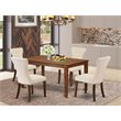 Pemberly Row 5-Pc Wooden Dining Set in Mahogany and Light Beige
