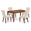 Pemberly Row 5-Pc Wooden Dining Set in Mahogany and Light Beige