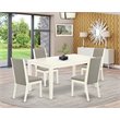 Pemberly Row 5-Piece Wooden Dining Set in Linen White and Shitake