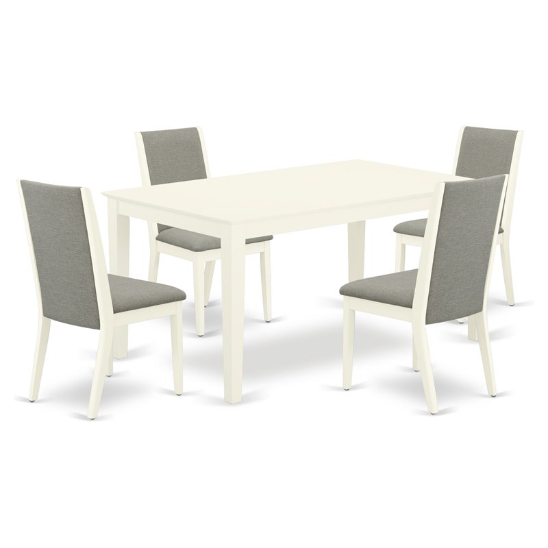Pemberly Row 5-Piece Wooden Dining Set in Linen White and Shitake