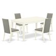 Pemberly Row 5-Piece Wooden Dining Set in Linen White and Shitake