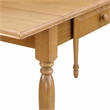 Pemberly Row 5-Piece Rubberwood Oak Dining Set with Light Fawn Linen Chairs