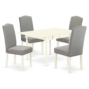 Pemberly Row 5-Piece Wood Dining Set in Linen White and Shitake