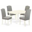 Pemberly Row 5-Piece Wood Dining Set in Linen White and Shitake