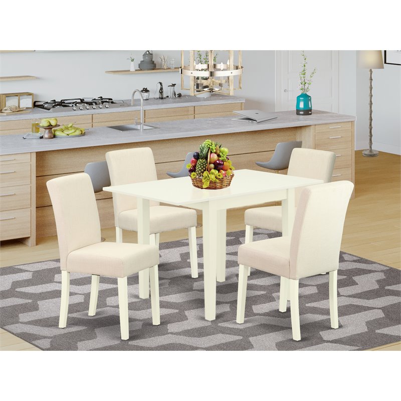Pemberly Row 5-Piece Wood Kitchen Set in Linen White and Light Beige