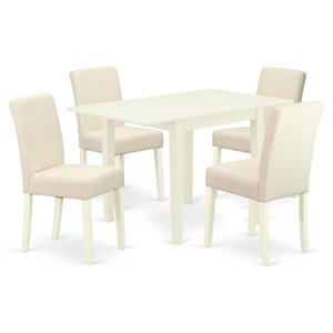 Pemberly Row 5-Piece Wood Kitchen Set in Linen White and Light Beige