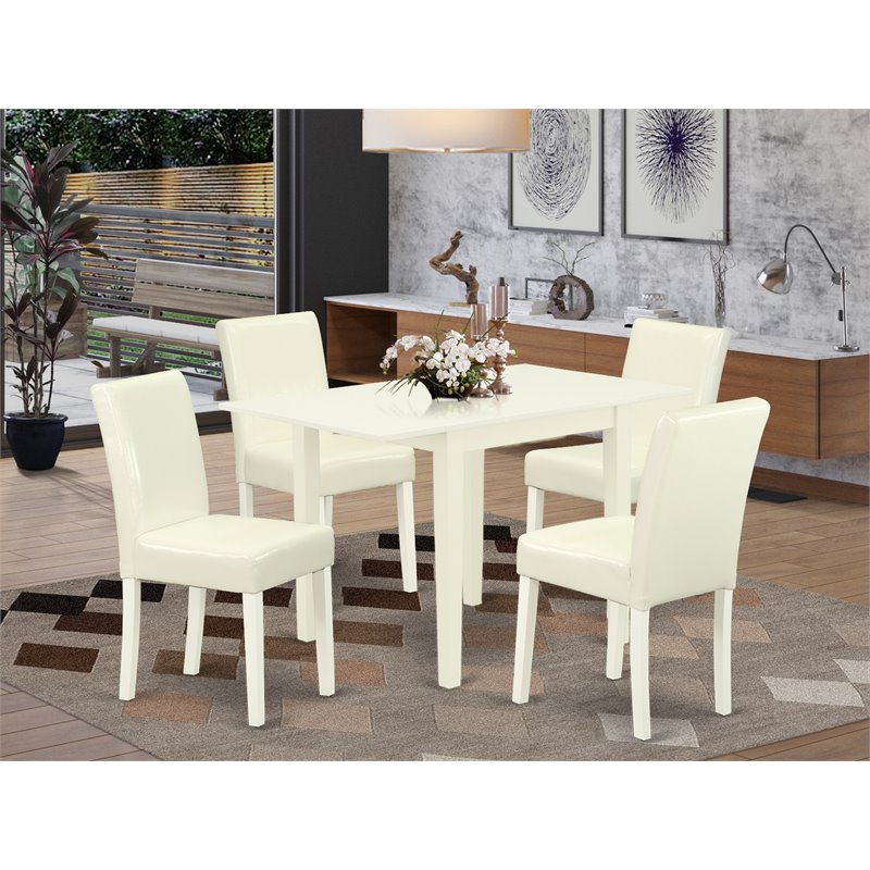Pemberly Row 5-Piece Wood Dining Table Set in Linen White and White