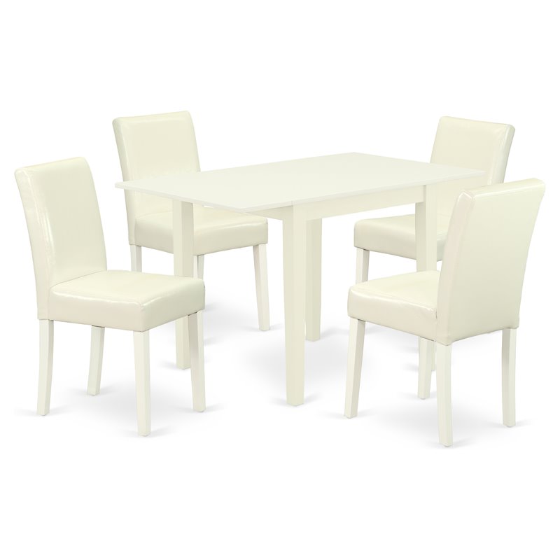 Pemberly Row 5-Piece Wood Dining Table Set in Linen White and White
