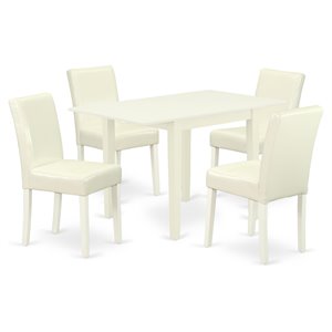 Pemberly Row 5-Piece Wood Dining Table Set in Linen White and White