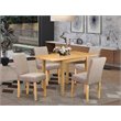 Pemberly Row 5-Piece Wood Dinette Set in Oak and Light Fawn Upholstery