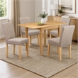 Pemberly Row 5-Piece Wood Dinette Set in Oak and Light Fawn Upholstery