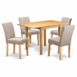 Pemberly Row 5-Piece Wood Dinette Set in Oak and Light Fawn Upholstery