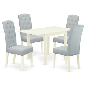 Pemberly Row 5-Piece Wood Dining Set in Baby Blue and Linen White
