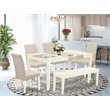 Pemberly Row Capri 6-Piece Wood Dining Set in Linen White and Cream