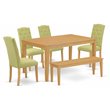 Pemberly Row Capri 6-Piece Wood Dining Set in Oak with Bench