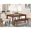 Pemberly Row Capri 6-Piece Dining Set in Mahogany Finish with Bench