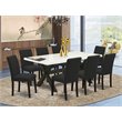 Pemberly Row 9-Piece Rectangular Wood Dinette Set in Black Finish
