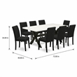 Pemberly Row 9-Piece Rectangular Wood Dinette Set in Black Finish