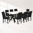 Pemberly Row 9-Piece Rectangular Wood Dinette Set in Black Finish