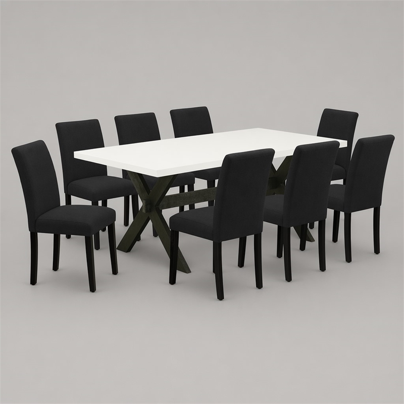 Pemberly Row 9-Piece Rectangular Wood Dinette Set in Black Finish