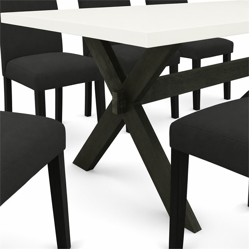 Pemberly Row 9-Piece Rectangular Wood Dinette Set in Black Finish