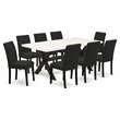 Pemberly Row 9-Piece Rectangular Wood Dinette Set in Black Finish