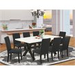 Pemberly Row 9-Piece Wood Kitchen Set with Linen White & Black Finish